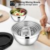 imageEfar Stainless Steel Mixing Bowls with Lids Set 5Piece Nesting Salad Bowls with 3 Grater Attachments and NonSlip Bottoms Size 46 26 2 15 1QT for Kitchen KhakiBlack