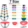 imageEfar Stainless Steel Mixing Bowls with Lids Set 5Piece Nesting Salad Bowls with 3 Grater Attachments and NonSlip Bottoms Size 46 26 2 15 1QT for Kitchen KhakiColorful
