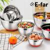 imageEfar Stainless Steel Mixing Bowls with Lids Set 5Piece Nesting Salad Bowls with 3 Grater Attachments and NonSlip Bottoms Size 46 26 2 15 1QT for Kitchen KhakiRed