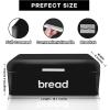 imageEfar Vintage Bread Box for Kitchen Countertop Black Metal Bread Storage Container Retro Bread Bin for PastriesLoavesDry Food Large Capacity ampamp Modern Design 167 x 9 x 64Black
