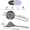 imageFine Mesh Strainer Set of 2 Efar 33 Inches Stainless Steel Tea Strainer with Long Handle Small Conical Mesh Strainers Sieve for Cocktail Coffee Food Rust Proof ampamp Easy to CleanGoldBlack2