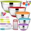 image22Piece Mixing Bowls with Lids ampamp Accessories Set Efar Stainless Steel Nesting Bowls with Colorful Covers ampamp NonSlip Bottoms Metal Bowls for CookingBakingServingStorage  Size 73525151 QTColorful