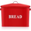 imageEfar Bread Box Metal Bread Box with Lid for Kitchen Countertop Large Bread Bin Holder Storage Container  13quot x 98quot x 73quot  Holds 2 Loaves Modern Farmhouse ampamp Vintage Style  WhiteRed