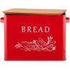imageEfar Bread Box for Kitchen Countertop Metal Bread Storage Container Bin with Bamboo Lid for Cutting Bread Extra Large ampamp Farmhouse Style 13 x 72 x98 WhiteRed