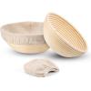 imageEfar Bread Proofing Basket Set of 2 9 Inch Round Dough Bowls for Rising Sourdough Bread Baking Supplies with Liners for Home and Professional BakingRound