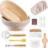 imageEfar Bread Proofing Basket Set of 2 9 Inch Round Sourdough Bread Baking Supplies Complete Sourdough Starter Kit for Beginners9Round  10Oval