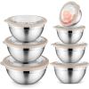 imageEfar Mixing Bowls Set of 7 Stainless Steel Mixing Bowls with Airtight Clear Lids Metal Nesting Bowls for Kitchen Prep Baking Serving Dishwasher Safe Size 46 35 3 2 15 1 07QT BlackKhaki
