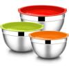 imageEfar Mixing Bowls with Lids 6Piece Stainless Steel Salad Bowls Metal Nesting Bowls for Baking Cooking and Prepping Airtight Lids ampamp Stackable Design Size 45 3 15 QT ColorfulMulticolor