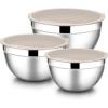 imageEfar Mixing Bowls with Lids 6Piece Stainless Steel Salad Bowls Metal Nesting Bowls for Baking Cooking and Prepping Airtight Lids ampamp Stackable Design Size 45 3 15 QT ColorfulKhaki