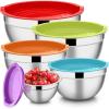 imageEfar Mixing Bowls with Lids Set of 5 Stainless Steel Mixing Bowls Metal Nesting Bowls with Airtight Lids Nontoxic ampamp Dishwasher Safe Great for Cooking Baking Serving  Size 07115346QTColorful