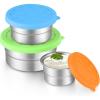 imageEfar Stainless Steel Food Containers with Lids Set of 5 Round Snack Containers for Kids Toddlers Adults Metal Food Storage Box for School Lunch Leak Proof 3oz 6oz 129oz 203oz 304ozGreen  Blue  Orange