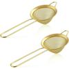 imageFine Mesh Strainer Set of 2 Efar 33 Inches Stainless Steel Tea Strainer with Long Handle Small Conical Mesh Strainers Sieve for Cocktail Coffee Food Rust Proof ampamp Easy to CleanGoldGold2