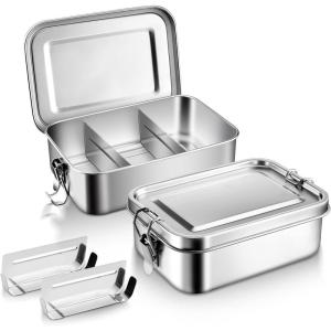 imageEfar Stainless Steel Bento Box Large 2400ml Metal Lunch Box 81oz LeakProof Lunch Food Container with Lids and Divider Reusable Meal Storage for Camping Picnic Travel Work2