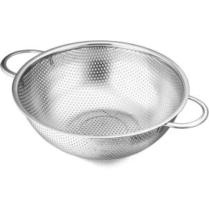 imageEfar Stainless Steel Colander 3Quart MicroPerforated Metal Colander Strainer with Handle for KitchenDraining PastaRinsing Vegetables Fruits Heavy Duty ampamp Dishwasher Safe  88 Inches3 QT