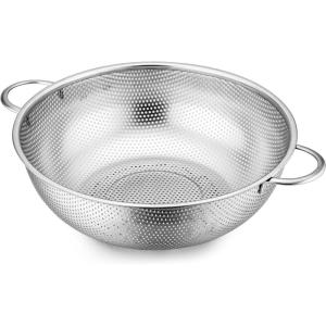 imageEfar Stainless Steel Colander 3Quart MicroPerforated Metal Colander Strainer with Handle for KitchenDraining PastaRinsing Vegetables Fruits Heavy Duty ampamp Dishwasher Safe  88 Inches5 QT