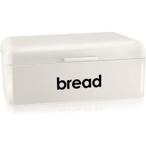 imageEfar Vintage Bread Box for Kitchen Countertop White Metal Bread Storage Container Retro Bread Bin for PastriesLoavesDry Food Large Capacity ampamp Modern Design 167 x 9 x 64Cream