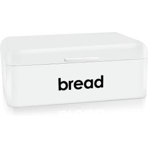 imageEfar Vintage Bread Box for Kitchen Countertop White Metal Bread Storage Container Retro Bread Bin for PastriesLoavesDry Food Large Capacity ampamp Modern Design 167 x 9 x 64White