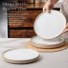 imageEfar 105 Ceramic Dinner Plates Set of 6 Large Reactive Glaze Stoneware Dishes Round Salad Plate for Home Kitchen Restaurant Microwave ampamp Dishwasher Safe  Ocean BlueSeashell White