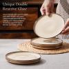 imageEfar 105 Ceramic Dinner Plates Set of 6 Large Reactive Glaze Stoneware Dishes Round Salad Plate for Home Kitchen Restaurant Microwave ampamp Dishwasher Safe  Ocean BlueSandy Beige