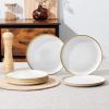 imageEfar 105 Ceramic Dinner Plates Set of 6 Large Reactive Glaze Stoneware Dishes Round Salad Plate for Home Kitchen Restaurant Microwave ampamp Dishwasher Safe  Ocean BlueSeashell White