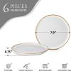 imageEfar 105 Ceramic Dinner Plates Set of 6 Large Reactive Glaze Stoneware Dishes Round Salad Plate for Home Kitchen Restaurant Microwave ampamp Dishwasher Safe  Ocean BlueSeashell White
