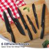 imageEfar 12Piece Kitchen Knife Set Stainless Steel Chef Knives Set with 6 Blade Guards Sharp Kitchen Cooking Knife with Ergonomic Handle AntiRust ampamp Easy to Clean MulticolorBlack