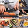imageEfar 12Piece Kitchen Knife Set Stainless Steel Chef Knives Set with 6 Blade Guards Sharp Kitchen Cooking Knife with Ergonomic Handle AntiRust ampamp Easy to Clean MulticolorBlack