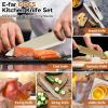 imageEfar 12Piece Kitchen Knife Set Stainless Steel Chef Knives Set with 6 Blade Guards Sharp Kitchen Cooking Knife with Ergonomic Handle AntiRust ampamp Easy to Clean MulticolorAssorted
