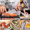 imageEfar 12Piece Kitchen Knife Set Stainless Steel Chef Knives Set with 6 Blade Guards Sharp Kitchen Cooking Knife with Ergonomic Handle AntiRust ampamp Easy to Clean MulticolorKhaki