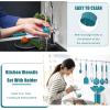 imageEfar 14 Pieces Silicone Cooking Utensils Set Kitchen Utensils Set with Holder Spatula Ladle Spoon Tong Slotted Turner for Nonstick Cookware Heat Resistant ampamp Stainless Steel Handle BlackBlue