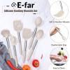 imageEfar 14 Pieces Silicone Cooking Utensils Set Kitchen Utensils Set with Holder Spatula Ladle Spoon Tong Slotted Turner for Nonstick Cookware Heat Resistant ampamp Stainless Steel Handle BlackKhaki