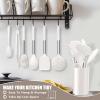 imageEfar 14 Pieces Silicone Cooking Utensils Set Kitchen Utensils Set with Holder Spatula Ladle Spoon Tong Slotted Turner for Nonstick Cookware Heat Resistant ampamp Stainless Steel Handle BlackCream White