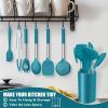 imageEfar 14 Pieces Silicone Cooking Utensils Set Kitchen Utensils Set with Holder Spatula Ladle Spoon Tong Slotted Turner for Nonstick Cookware Heat Resistant ampamp Stainless Steel Handle BlackBlue