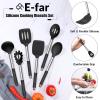 imageEfar 14 Pieces Silicone Cooking Utensils Set Kitchen Utensils Set with Holder Spatula Ladle Spoon Tong Slotted Turner for Nonstick Cookware Heat Resistant ampamp Stainless Steel Handle BlackBlack