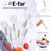 imageEfar 14 Pieces Silicone Cooking Utensils Set Kitchen Utensils Set with Holder Spatula Ladle Spoon Tong Slotted Turner for Nonstick Cookware Heat Resistant ampamp Stainless Steel Handle BlackCream White