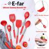 imageEfar 14 Pieces Silicone Cooking Utensils Set Kitchen Utensils Set with Holder Spatula Ladle Spoon Tong Slotted Turner for Nonstick Cookware Heat Resistant ampamp Stainless Steel Handle BlackRed
