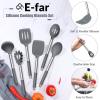 imageEfar 14 Pieces Silicone Cooking Utensils Set Kitchen Utensils Set with Holder Spatula Ladle Spoon Tong Slotted Turner for Nonstick Cookware Heat Resistant ampamp Stainless Steel Handle BlackGray