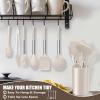 imageEfar 14 Pieces Silicone Cooking Utensils Set Kitchen Utensils Set with Holder Spatula Ladle Spoon Tong Slotted Turner for Nonstick Cookware Heat Resistant ampamp Stainless Steel Handle BlackKhaki