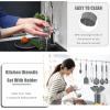 imageEfar 14 Pieces Silicone Cooking Utensils Set Kitchen Utensils Set with Holder Spatula Ladle Spoon Tong Slotted Turner for Nonstick Cookware Heat Resistant ampamp Stainless Steel Handle BlackGray
