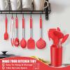 imageEfar 14 Pieces Silicone Cooking Utensils Set Kitchen Utensils Set with Holder Spatula Ladle Spoon Tong Slotted Turner for Nonstick Cookware Heat Resistant ampamp Stainless Steel Handle BlackRed