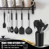 imageEfar 14 Pieces Silicone Cooking Utensils Set Kitchen Utensils Set with Holder Spatula Ladle Spoon Tong Slotted Turner for Nonstick Cookware Heat Resistant ampamp Stainless Steel Handle BlackBlack