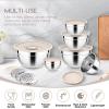 imageEfar 25PCS Mixing Bowls with Lid Set Stainless Steel Nesting Prep Bowls with Grater Attachments NonSlip Bottoms for Cooking Baking Serving Food Storage 4626215107QT  BlueKhaki
