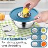 imageEfar 25PCS Mixing Bowls with Lid Set Stainless Steel Nesting Prep Bowls with Grater Attachments NonSlip Bottoms for Cooking Baking Serving Food Storage 4626215107QT  BlueBlue