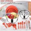 imageEfar 25PCS Mixing Bowls with Lid Set Stainless Steel Nesting Prep Bowls with Grater Attachments NonSlip Bottoms for Cooking Baking Serving Food Storage 4626215107QT  BlueRed