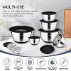 imageEfar 25PCS Mixing Bowls with Lid Set Stainless Steel Nesting Prep Bowls with Grater Attachments NonSlip Bottoms for Cooking Baking Serving Food Storage 4626215107QT  BlueBlack