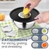 imageEfar 25PCS Mixing Bowls with Lid Set Stainless Steel Nesting Prep Bowls with Grater Attachments NonSlip Bottoms for Cooking Baking Serving Food Storage 4626215107QT  BlueBlack