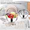 imageEfar 25PCS Mixing Bowls with Lid Set Stainless Steel Nesting Prep Bowls with Grater Attachments NonSlip Bottoms for Cooking Baking Serving Food Storage 4626215107QT  BlueKhaki