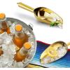 imageEfar 6 Ounce Ice Scoop Set of 2 Small Stainless Steel Scoops for Ice CubeCandyFlourSugar Metal Utility Scoops for Canisters Baking Kitchen Pantry Rust Free ampamp Dishwasher SafeGold