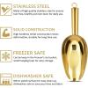 imageEfar 6 Ounce Ice Scoop Set of 2 Small Stainless Steel Scoops for Ice CubeCandyFlourSugar Metal Utility Scoops for Canisters Baking Kitchen Pantry Rust Free ampamp Dishwasher SafeGold