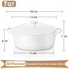 imageEfar 7QT Oval Dutch Oven Pot with Lid Enameled Cast Iron Dutch Oven with Dual Handles for Sourdough Bread Baking Cooking Nonstick Enamel Coated CookwareBlue NonToxic ampamp Easy CleanWhite